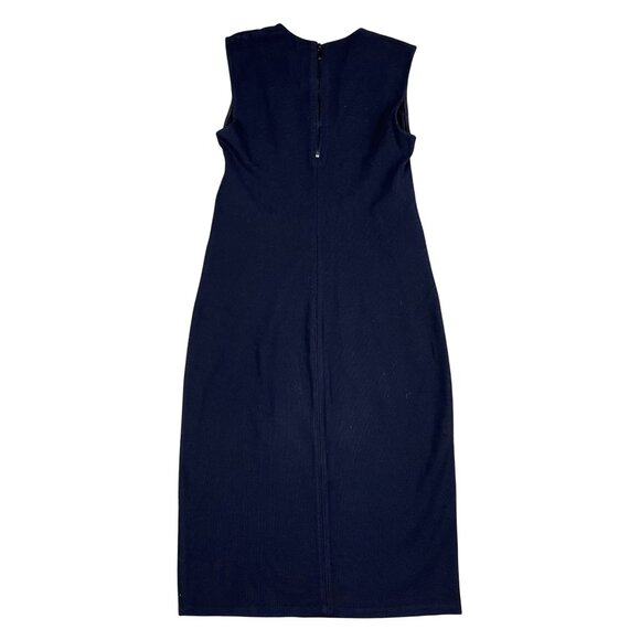 Vince Navy Knee Length Ribbed Sheath Pencil Dress Sz XS - Picture 2 of 5